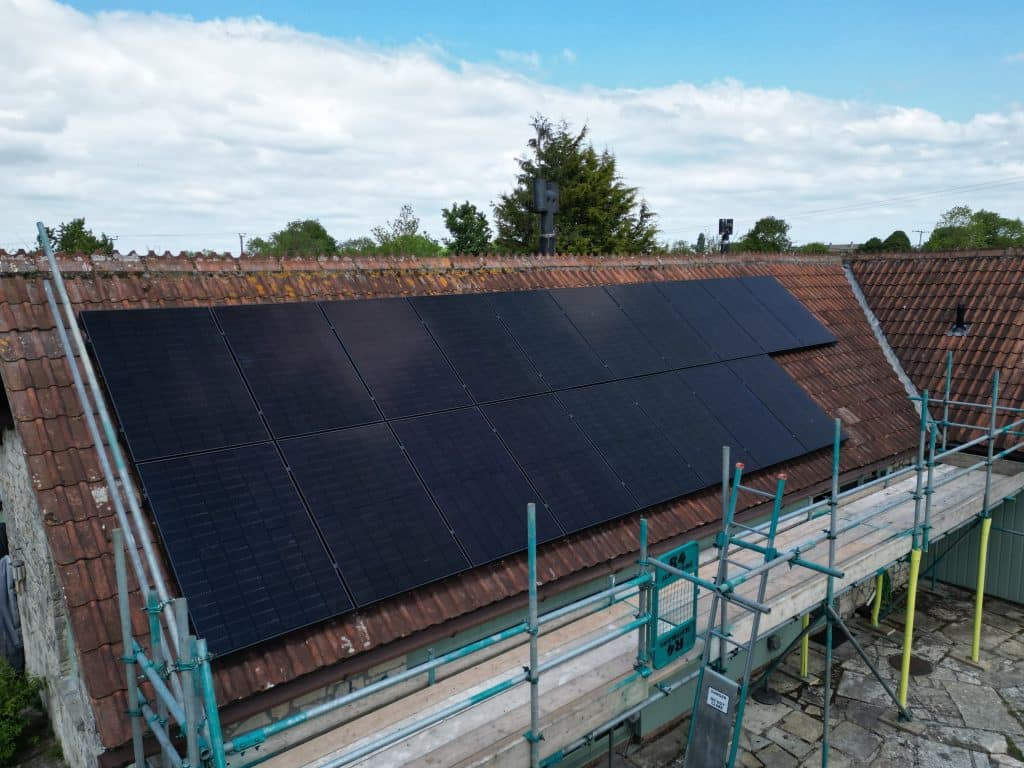domestic solar panels generating electricity