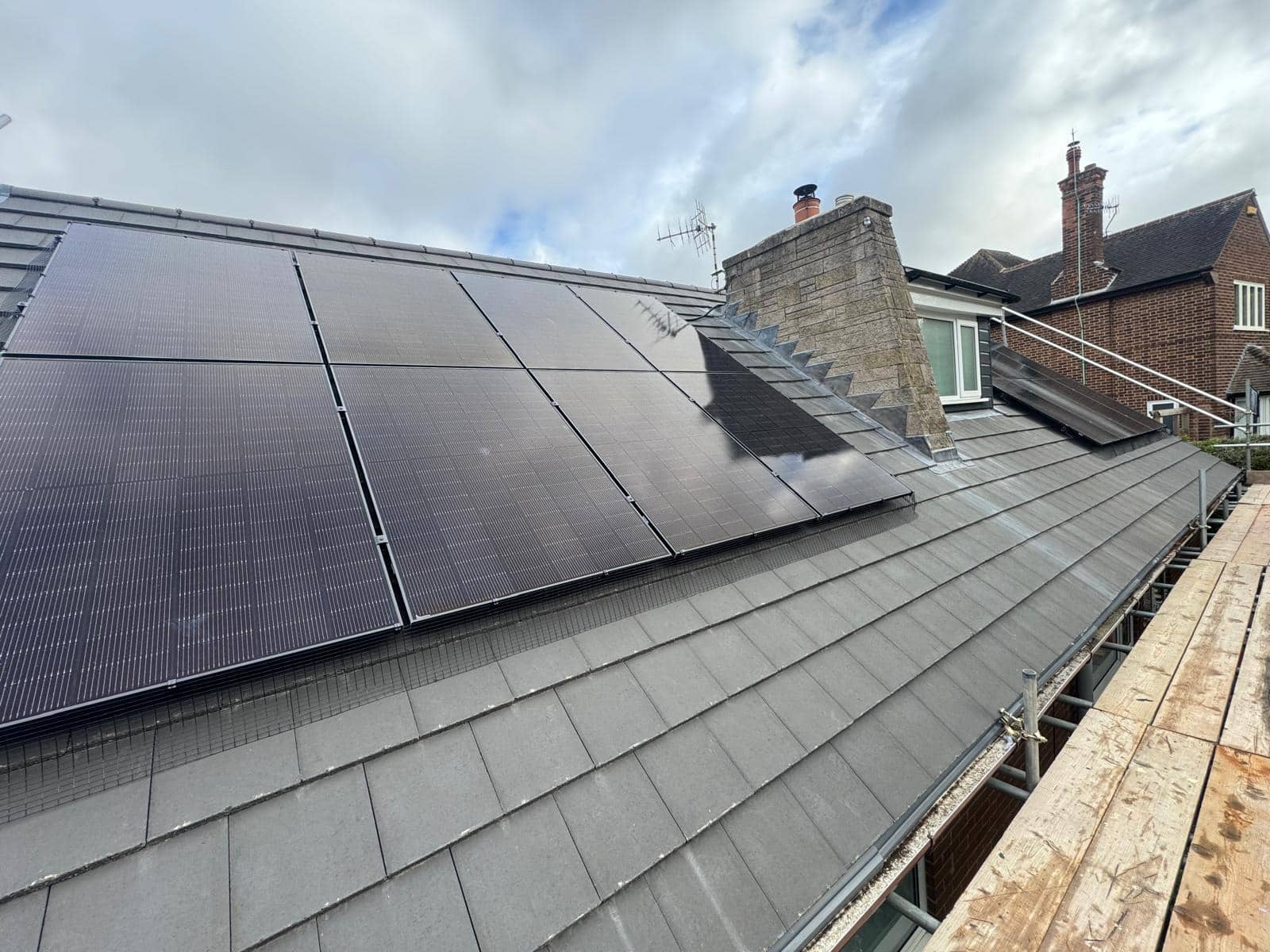 7.2kW residential solar panel installation completed on pitched tile roof in Sherwood, Nottingham - JA Solar all-black panels