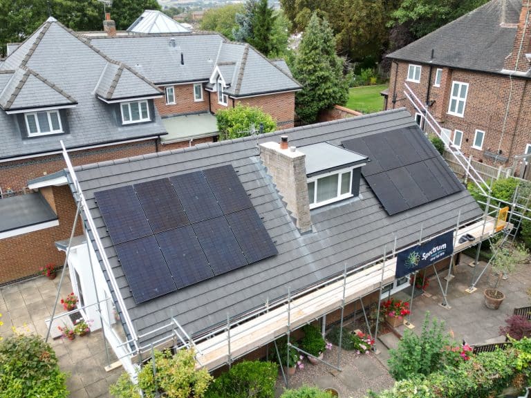 7.2kW JA Solar All Black Roof Panel Arrays With Scaffolding Completed Overview Stephen Herring