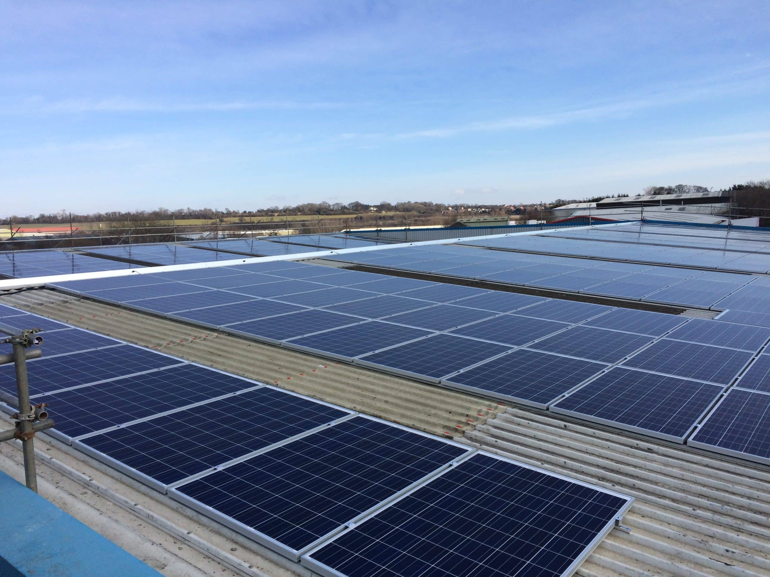 Before and after solar panel cleaning showing dirt buildup UK