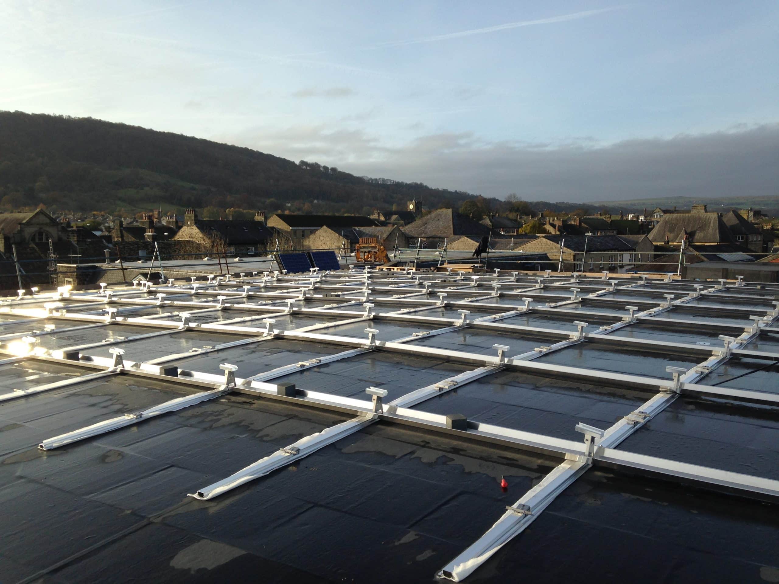 South-facing solar panel installation showing optimal tilt angle of 35 degrees on UK residential roof