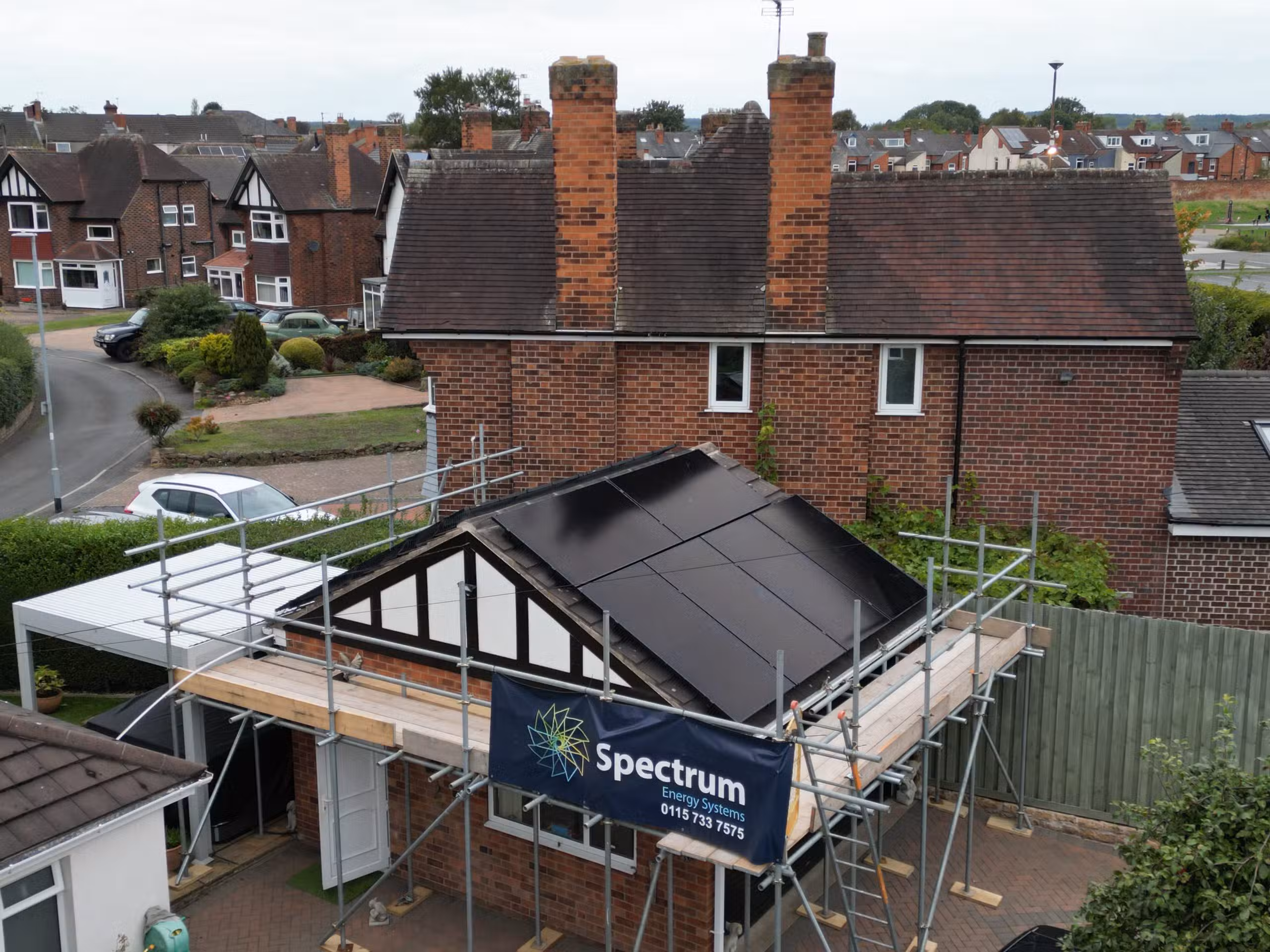 Pitched roof solar panel mounting system installation on UK residential property