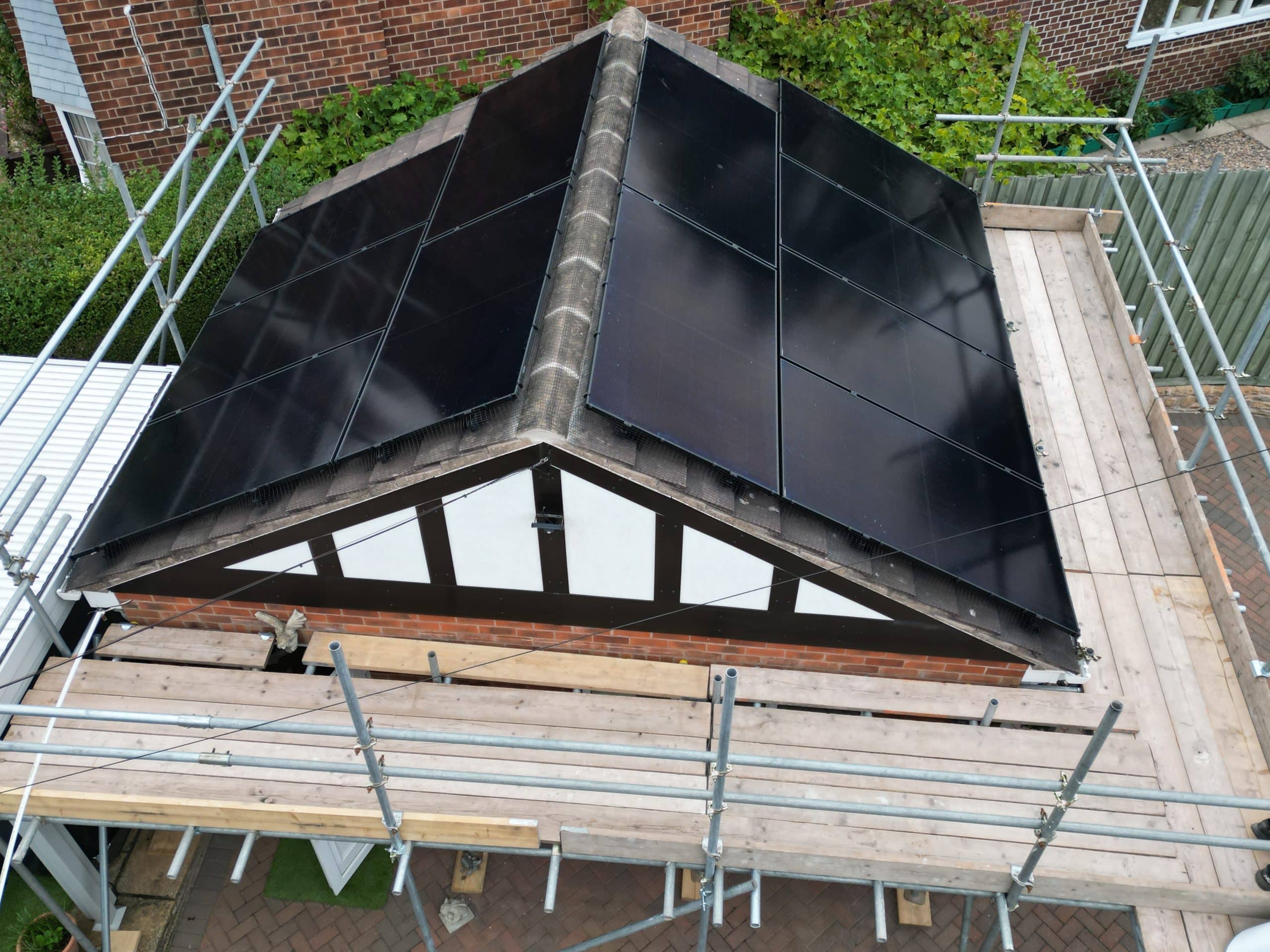 Solar PV panels installed on south-facing residential roof UK
