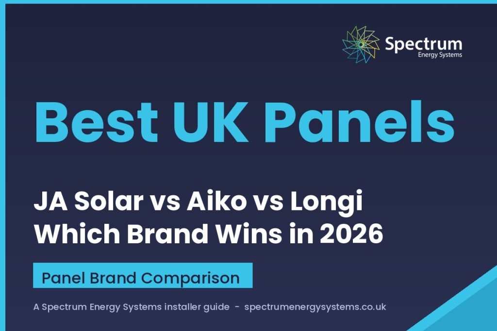JA Solar vs Aiko vs Longi — best UK solar panel brand comparison 2026, Spectrum Energy Systems