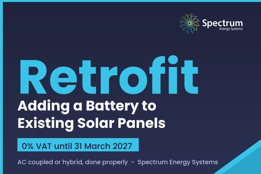 Adding a battery to existing solar panels guide covering AC coupled and hybrid routes from Spectrum Energy Systems
