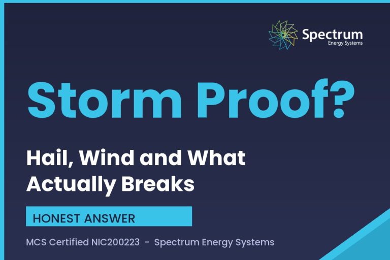 Can UK weather damage solar panels, storm hail and wind answered by Spectrum Energy Systems
