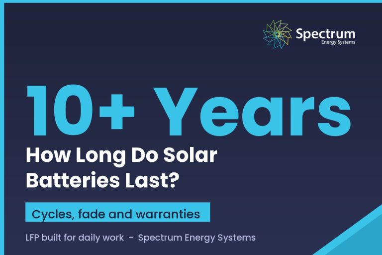 How long do solar batteries last guide covering LFP lifespan cycles and warranties from Spectrum Energy Systems