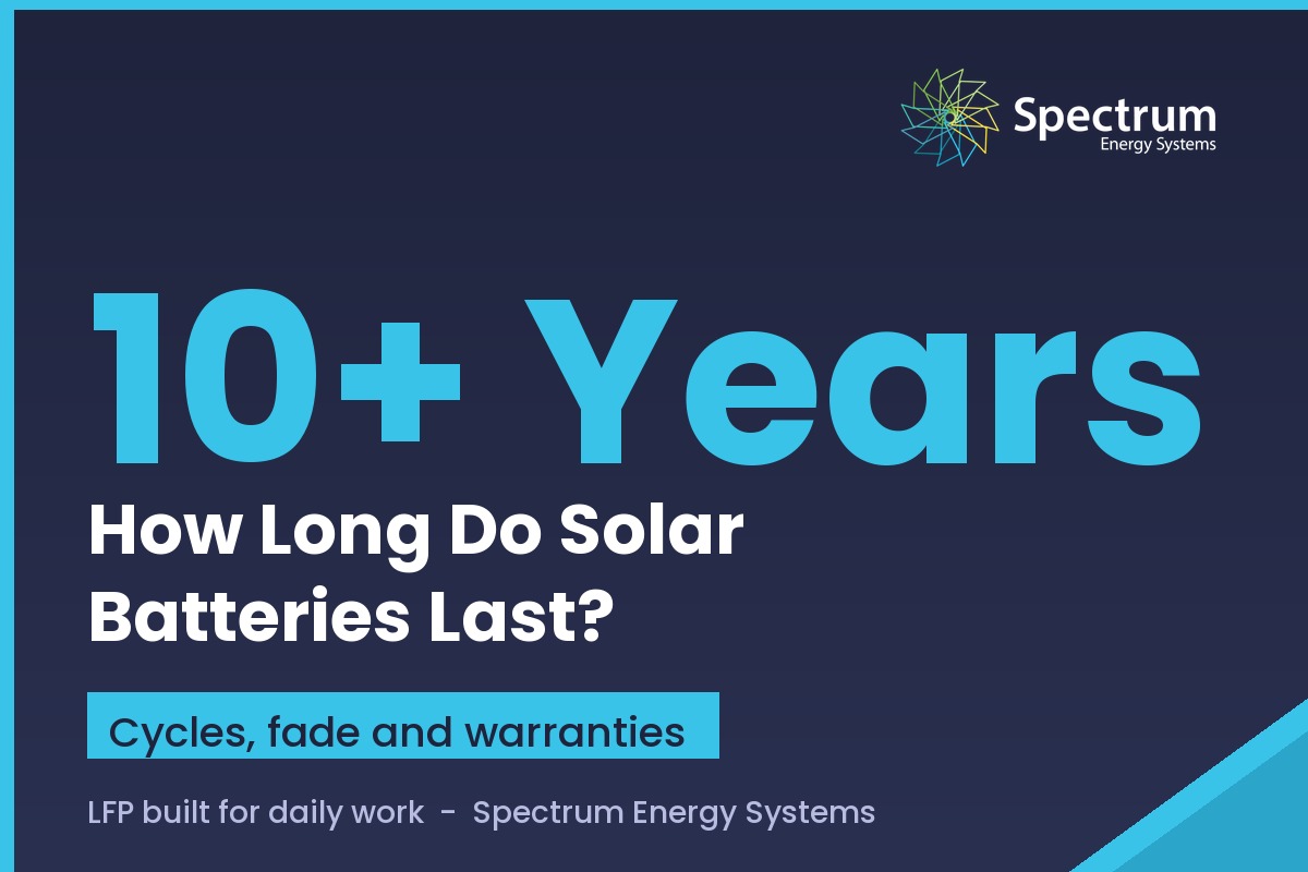 How long do solar batteries last guide covering LFP lifespan cycles and warranties from Spectrum Energy Systems