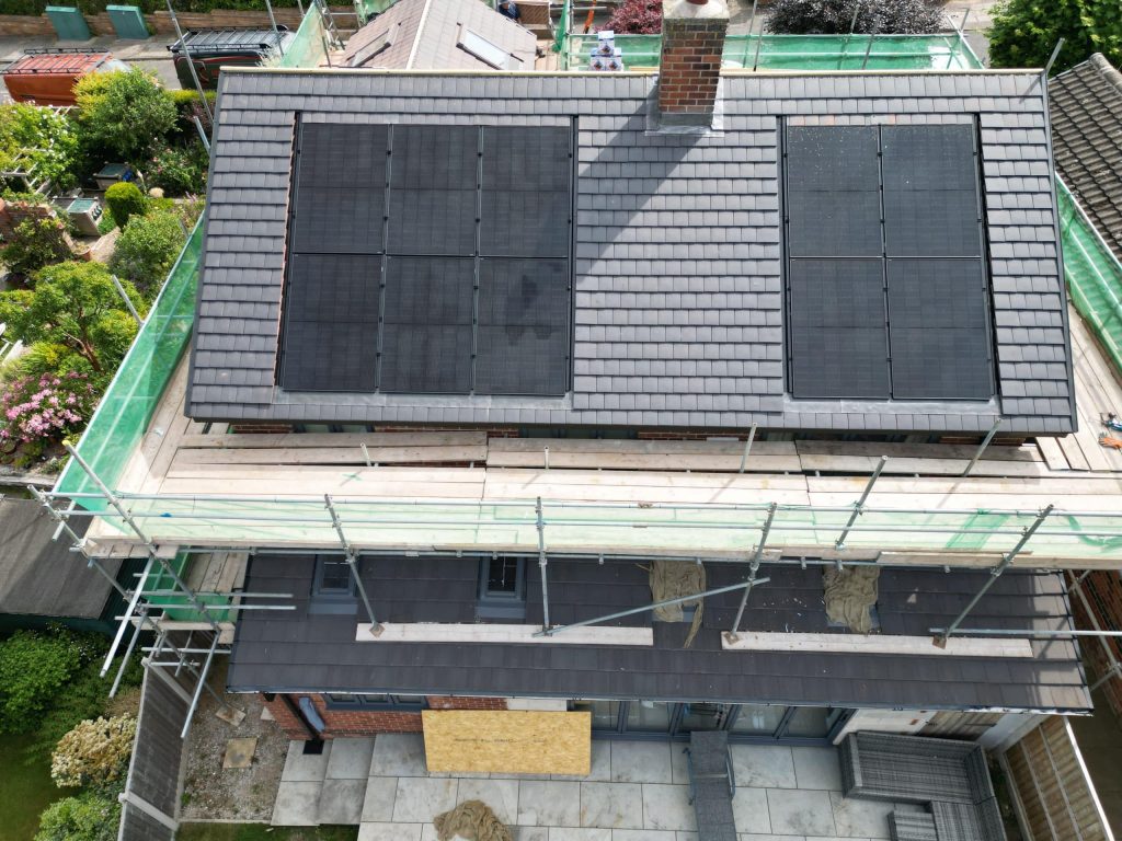 In-roof solar panels during installation on a Nottingham home - Spectrum Energy Systems