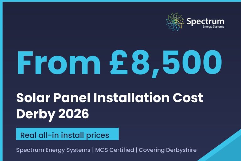 Solar panel installation cost Derby 2026 guide with real all-in prices from Spectrum Energy Systems