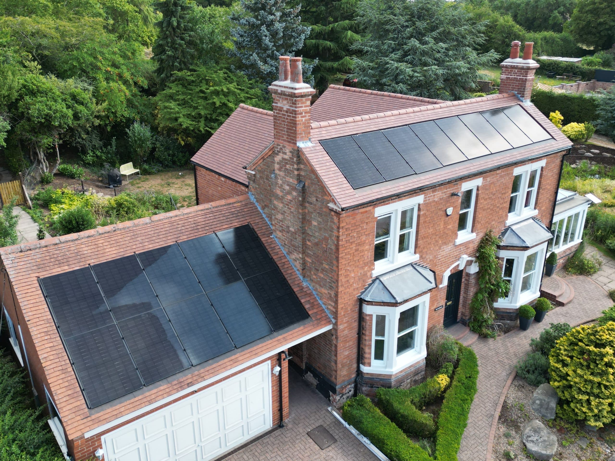 Solar panel installation cost Nottingham example, in-roof solar array on a Woodborough detached home (Spectrum Energy Systems UK installation)