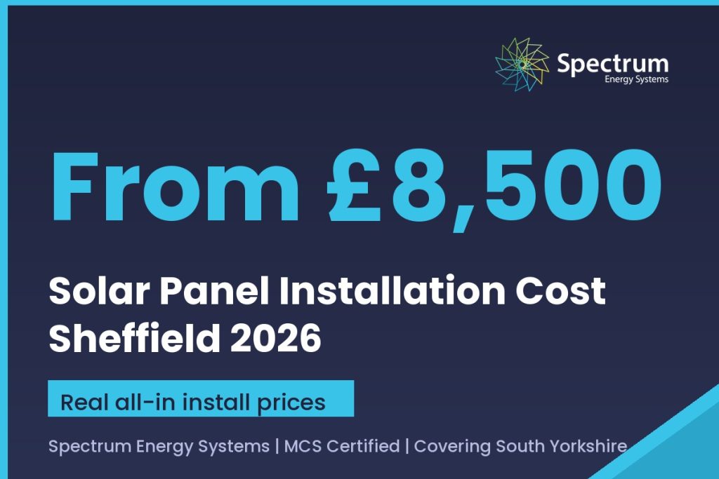 Solar panel installation cost Sheffield 2026 guide with real all-in prices from Spectrum Energy Systems