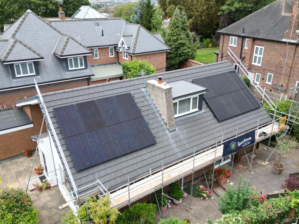 Solar panel installation for homes - 7.2kW all-black array fitted by Spectrum Energy Systems in Nottingham