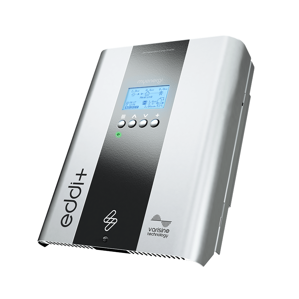 Solar panels to heat water using a myenergi eddi plus power diverter, product render (fitted by Spectrum Energy Systems)