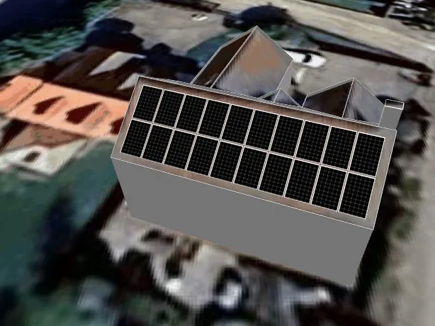 3D roof design showing 20 solar panels on a roof in Alkborough, DN15