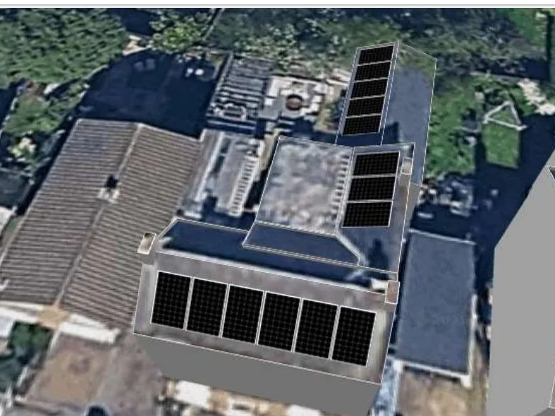 3D roof design showing 14 solar panels on a roof in Arnold, NG5