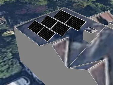3D roof design showing 6 solar panels on a roof in Beeston, NG9