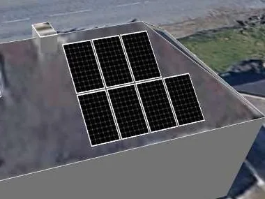 3D roof design showing 7 solar panels on a roof in Carlton, NG3