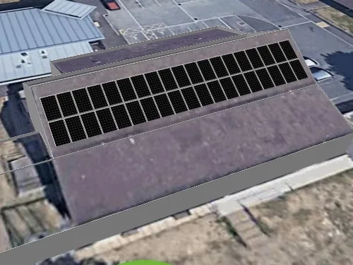 3D roof design showing 38 solar panels on a roof in Chellaston, DE73
