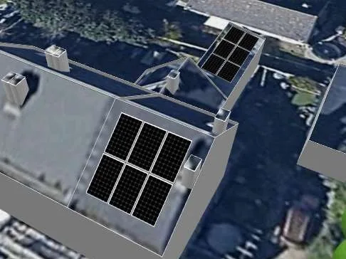 3D roof design showing 12 solar panels on a roof in Colwick, NG4