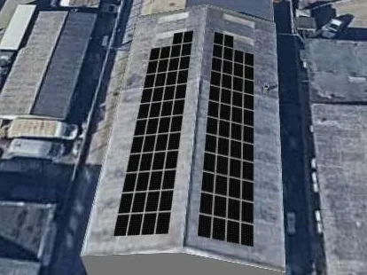 3D roof design showing 92 solar panels on a roof in Colwick, NG4