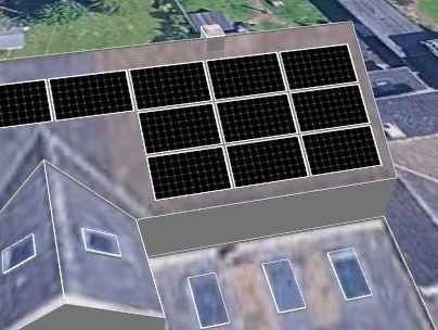 3D roof design showing 11 solar panels on a roof in Cosby, LE9