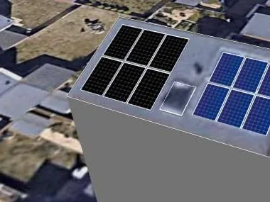 3D roof design showing 12 solar panels on a roof in Derby, DE22