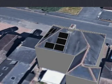 3D roof design showing 7 solar panels on a roof in Earl Shilton, LE9