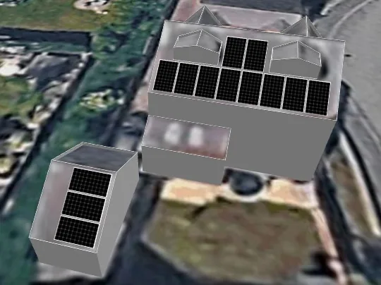 3D roof design showing 13 solar panels on a roof in Etwall, DE65