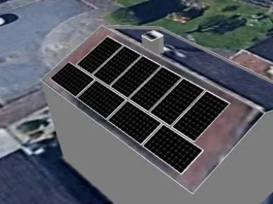3D roof design showing 10 solar panels on a roof in Gedling, NG4