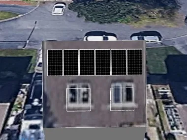 3D roof design showing 6 solar panels on a roof in Heanor, DE75