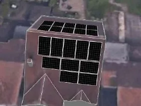 3D roof design showing 20 solar panels on a roof in Hinckley, LE10