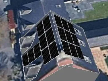 3D roof design showing 18 solar panels on a roof in Hucknall, NG15