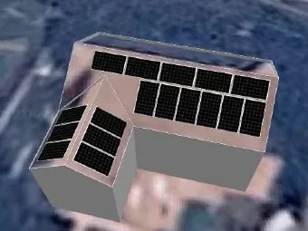 3D roof design showing 17 solar panels on a roof in Laceby, DN37