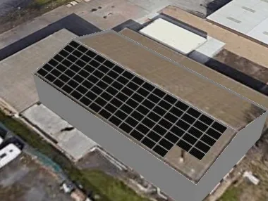 3D roof design showing 101 solar panels on a roof in Lincoln, LN6
