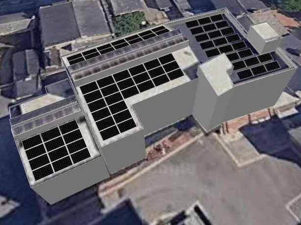 3D roof design showing 73 solar panels on a roof in Mansfield, NG18
