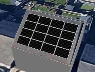 3D roof design showing 16 solar panels on a roof in Mapperley, NG3