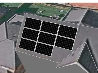 3D roof design showing 8 solar panels on a roof in Mapplewell, S75