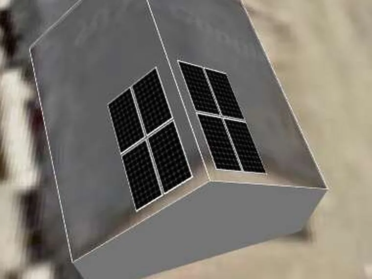 3D roof design showing 8 solar panels on a roof in Market Harborough, LE16