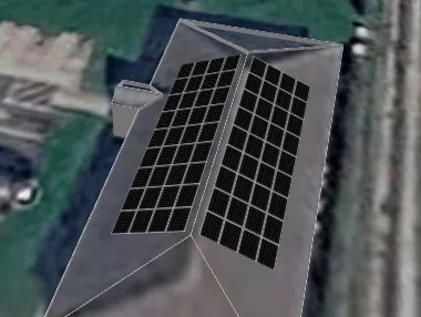 3D roof design showing 72 solar panels on a roof in North Kyme, LN4