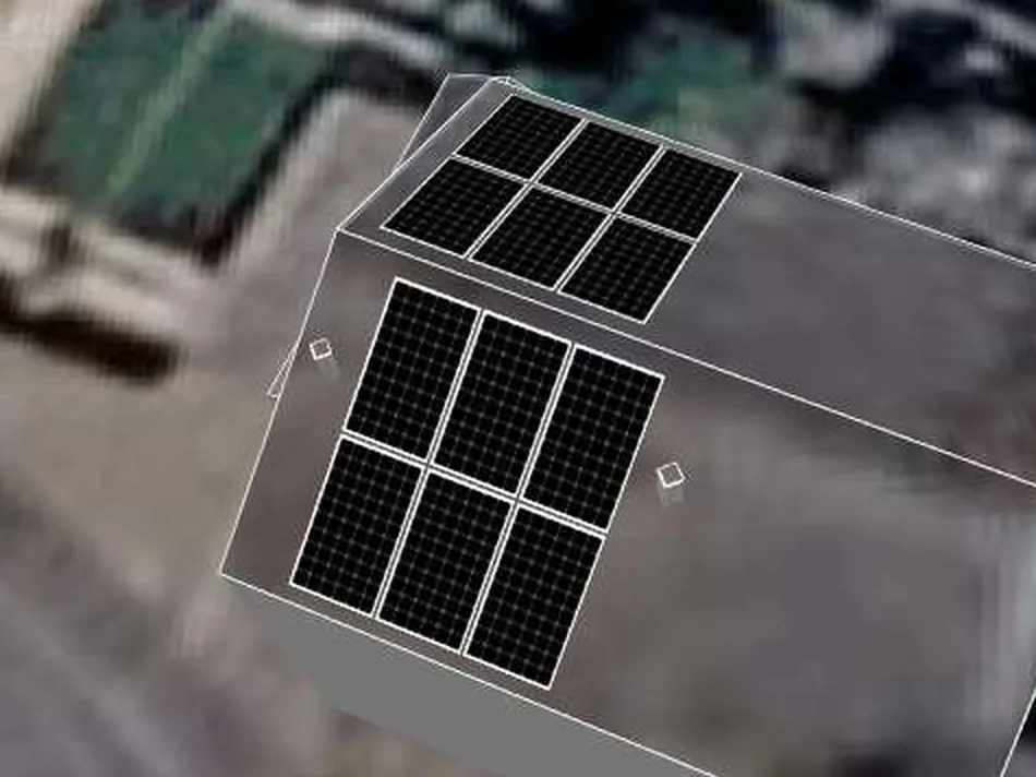 3D roof design showing 12 solar panels on a roof in Shepshed, LE12
