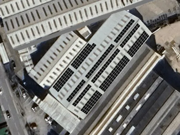 3D roof design showing 310 solar panels on a roof in Shirebrook, NG20
