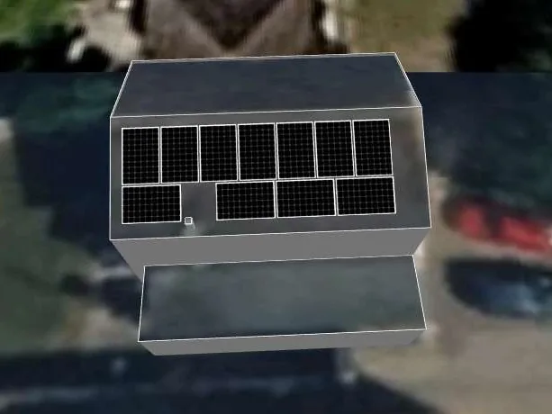 3D roof design showing 11 solar panels on a roof in Spalding, PE11