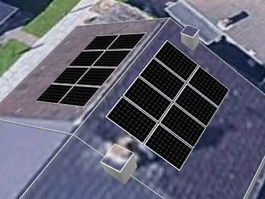 3D roof design showing 16 solar panels on a roof in Stafford, ST17