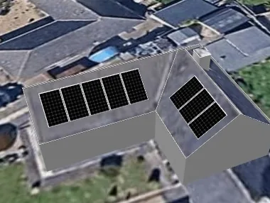 3D roof design showing 8 solar panels on a roof in Stapleford, NG9