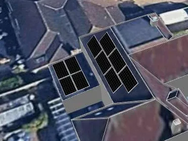 3D roof design showing 10 solar panels on a roof in Wollaton, NG8