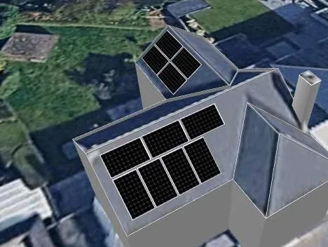 3D roof design showing 11 solar panels on a roof in Wollaton, NG8